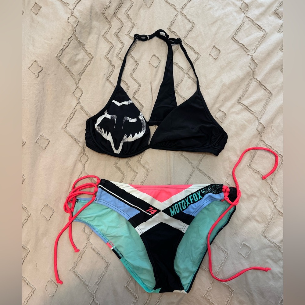 Fox Mint and Black Bikini Set Top